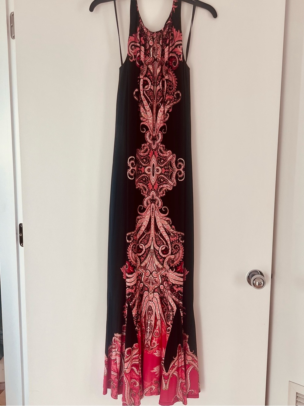 Black & Pink Paisley Maxi Dress - Sleeveless Women’s Dress